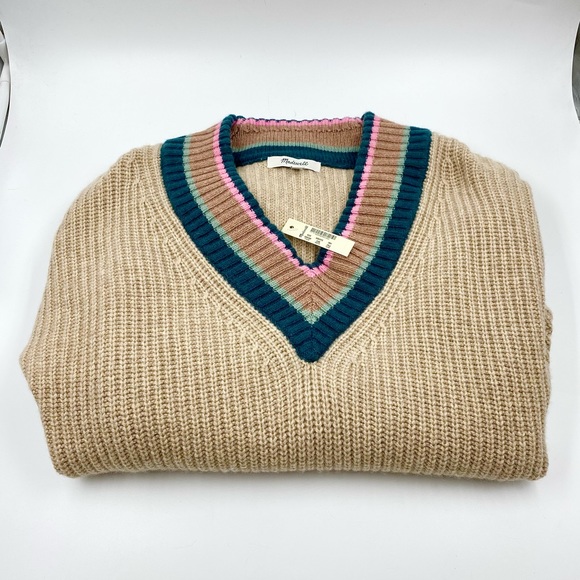 Madewell Tipped Forrest V Neck Sweater Unworn w Tag Size XXS Oversized Comfy - Picture 7 of 9